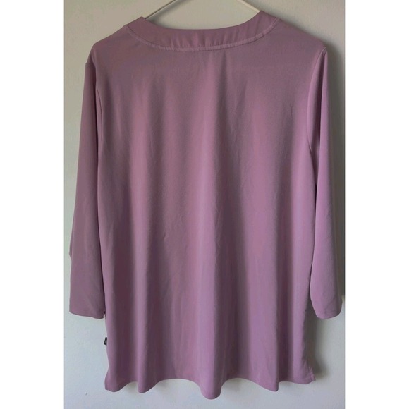 Banana Republic Women's Pink 3/4 Sleeve Contrast V-Neck Blouse 100% Poly Size L‎ - Picture 2 of 6